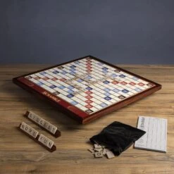 Scrabble Giant Deluxe Edition With Rotating Wooden Board -Entertainment Game Store GIANTSCRABBLE 2