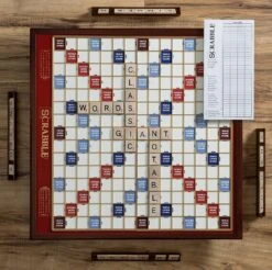 Scrabble Giant Deluxe Edition With Rotating Wooden Board
