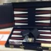 Backgammon Deluxe Dark Blue Burgundy Stripe 15" -Entertainment Game Store K1090