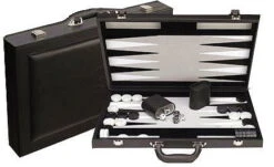 Dal Rossi Italy Backgammon Black PU Leather 18"