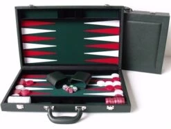 Dal Rossi Italy Green Backgammon Set 15" PU Leather -Entertainment Game Store K1209DR 1