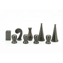 Dal Rossi Italy Chess Set Carbon Fibre Finish Flat Board 50cm, With Metal Dark Titanium And Silver 90mm Chessmen -Entertainment Game Store L06161DR 2