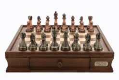 Dal Rossi Chess Set 16", With Antique Green And Copper Finish Chessmen
