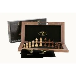 Dal Rossi Chess Set Walnut Folding Bevelled Edge, With Handle, 16" -Entertainment Game Store L2035DR 2