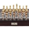 Dal Rossi Italy Chess Box Mahogany Finish 20" With Compartments Gold And Silver 101mm Pieces -Entertainment Game Store L2080DR