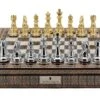 Dal Rossi Chess Box Mosaic Finish 20" With Compartments With Gold And Silver Finish 101mm Chess Pieces