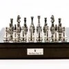 Dal Rossi Italy Chess Set Carbon Fibre Finish 16″ With Compartments, With Metal Dark Titanium And Silver Chessmen 85mm -Entertainment Game Store L60233DR