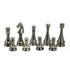 Dal Rossi Italy Chess Set Carbon Fibre Finish 16″ With Compartments, With Metal Dark Titanium And Silver Chessmen 85mm -Entertainment Game Store L60233DR 4