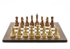 Dal Rossi Italy Chess Set Flat Palisander/Maple Board 50cm, Brown And Box Wood Grain Finish Chess Pieces 110mm