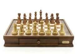 Dal Rossi Italy Walnut Chess Set 20 Brown And Box Wood Grain Finish 110mm Chess Pieces