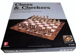 Magnetic Chess & Checkers Brown/White 16"